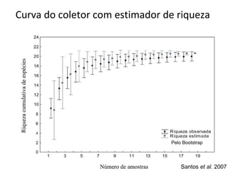 Curva do coletor com estimador de riqueza  Santos  et al.  2007 P elo Bootstrap 