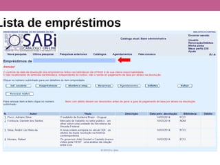 Lista de empréstimos
 