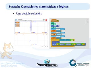http://programamos.es
@programamos
Scratch: Operaciones matemáticas y lógicas
● Una posible solución:
 