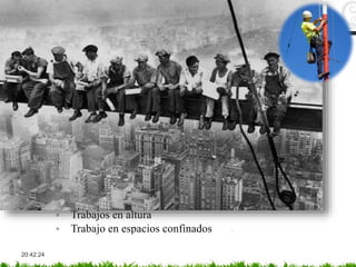 DETECCIÓN DE UNA NECESIDAD
20:42:24
Los siguientes puntos se pueden prever antes de la visita al cliente
investigando por internet o por conocidos la actividad de la
empresa y sus objetivos.
• Maquinaria
◦ Carretilla elevadoras
◦ Retroexcavadora
◦ Dumper
◦ Camión con grúa autocargante
◦ Puente grúa
◦ Plataforma elevadoras
◦ Trabajos verticales
◦ Trabajos en altura
◦ Trabajo en espacios confinados
 