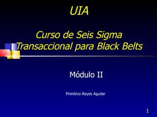 UIA   Curso de Seis Sigma Transaccional para Black Belts Módulo II Primitivo Reyes Aguilar  