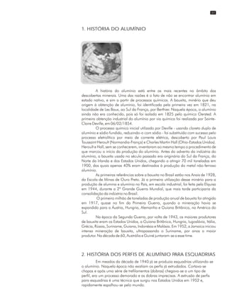 1. HISTÓRIA DO ALUMÍNIO
2. HISTÓRIA DOS PERFIS DE ALUMÍNIO PARA ESQUADRIAS
01
 