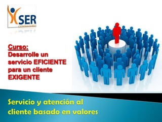 Curso: Desarrolle un servicio EFICIENTE para un cliente EXIGENTE Servicio y atención al clientebasado en valores 