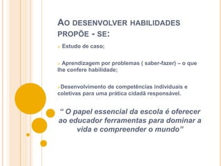O que é uma habilidade no plano de aula do professor?Segundo  Voltaire, ter habilidade significa ”ser mais do que capaz, mais do que instruído“;Na área da educação, habilidade é o saber fazer. É a capacidade do indivíduo de realizar algo, como classificar, montar, calcular, ler, observar e interpretar.A capacidade da pessoa em mobilizar suas habilidades (saber fazer), seus conhecimentos (saber) e suas atitudes (saber ser) para solucionar determinada situação-problema é chamada de competência. 