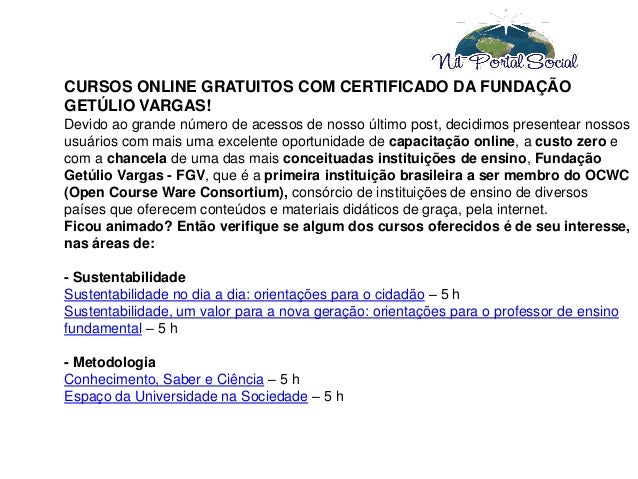 Cursos online fundacao getulio vargas
