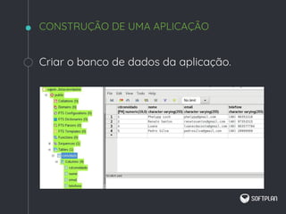 Criar o banco de dados da aplicação.
CONSTRUÇÃO DE UMA APLICAÇÃO
 