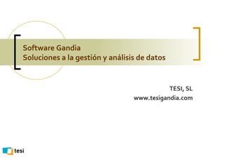 Software Gandia Soluciones a la gestión y análisis de datos TESI, SL www.tesigandia.com 