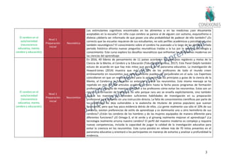 3
El cerebro en el
aula/sociedad
(neurociencia
educativa, mente,
cerebro y educación);
Nivel 1
Preparación
Inicial
Neuroética
Los estimulantes cognitivos encontrados en los alimentos o en las medicinas ¿son éticamente
aceptables en la escuela? Un niño cuyo cerebro se parece al de alguien con autismo, esquizofrenia o
dislexia ¿debería ser informado de que posee una alta probabilidad de padecer de ello también? ¿Es
correcto que las escuelas requieran de sus estudiantes, no solo perfiles académicos y psicológicos, sino
también neurológicos? El conocimiento sobre el cerebro ha avanzado a lo largo de las décadas y cada
periodo histórico afronta nuevas preguntas neuroéticas traídas a la luz por la reciente tecnología y
conocimiento. Este curso explora los desafíos neuroéticos que enfrentan las profesiones modernas en
las ciencias del aprendizaje.
El cerebro en el
aula/sociedad
(neurociencia
educativa, mente,
cerebro y educación);
Nivel 1
Preparación
Inicial
Neuromitos
En 2016, 40 líderes de pensamiento de 11 países acordaron los principios regidores y metas de la
Ciencia de la Mente, el Cerebro y la Educación (Tokuhama-Espinosa, 2017). Este Panel Delphi también
estuvo de acuerdo en que hay más mitos que nunca en el panorama educativo. La investigación de
Howard-Jones (2014) muestra que más del 50% de los profesores de todo el mundo creen
erróneamente en neuromitos que potencialmente pueden ser perjudiciales en el aula. Los Expertoos
coincidieron en que un requisito previo para la aplicación de los principios y guías de la ciencia de la
Mente, el Cerebro y la Educación es entender y evitar los neuromitos. Este mismo mensaje se ha
repetido en más de 300 artículos académicos, pero hasta la fecha pocos programas de formación
profesional o colegios de maestros enseñan a los profesores cómo evitar los neuromitos. Estos son un
reto en la formación de maestros, no sólo porque rara vez se enseña explícitamente, sino también
porque los maestros no aprenden suficientes habilidades de investigación en su preparación
profesional para evitarlos sin una instrucción directa. La falta de conocimientos científicos por parte de
los profesores los deja vulnerables a la avalancha de titulares de prensa populares que suenan
fascinantes, pero que hay poca evidencia detrás de ellos. ¿La gente realmente usa sólo el 10% de sus
cerebros, existen preferencias de estilo de aprendizaje y es dominante uno u otro hemisferio de sus
cerebros? ¿Están los cerebros de los hombres y de las mujeres equipados de manera diferente para
diferentes funciones? ¿El Omega-3, el té verde y el ginseng realmente mejoran el aprendizaje? ¿La
tecnología realmente arruina nuestro cerebro? El perfil del maestro moderno es complejo y requiere
nuevas competencias, incluida la capacidad de juzgar la calidad de la investigación educativa para
evitar la creencia en los neuromitos. Este curso pondrá en relieve más de 70 mitos presentes en el
panorama educativo y orientará a los participantes en maneras de evitarlos y analizar a profundidad la
evidencia.
 