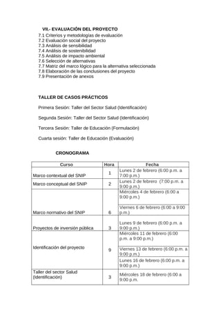 Curso Taller de Inversión Pública
