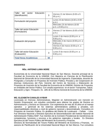 Curso Taller de Inversión Pública