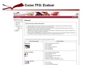 Curso TFG: Evaluar
 