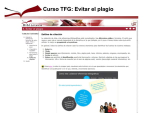 Curso TFG: Evitar el plagio
 
