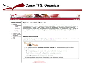 Curso TFG: Organizar
 