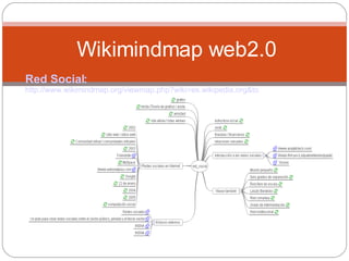 Red Social:  http://www.wikimindmap.org/viewmap.php?wiki=es.wikipedia.org&topic=red+social&Submit=Search Wikimindmap web2.0 