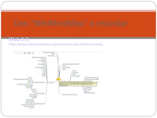 Dos “WikiMindMap” a recordar Web 2.0:  http://www.wikimindmap.org/viewmap.php?wiki=es.wikipedia.org&topic=web+2.0 