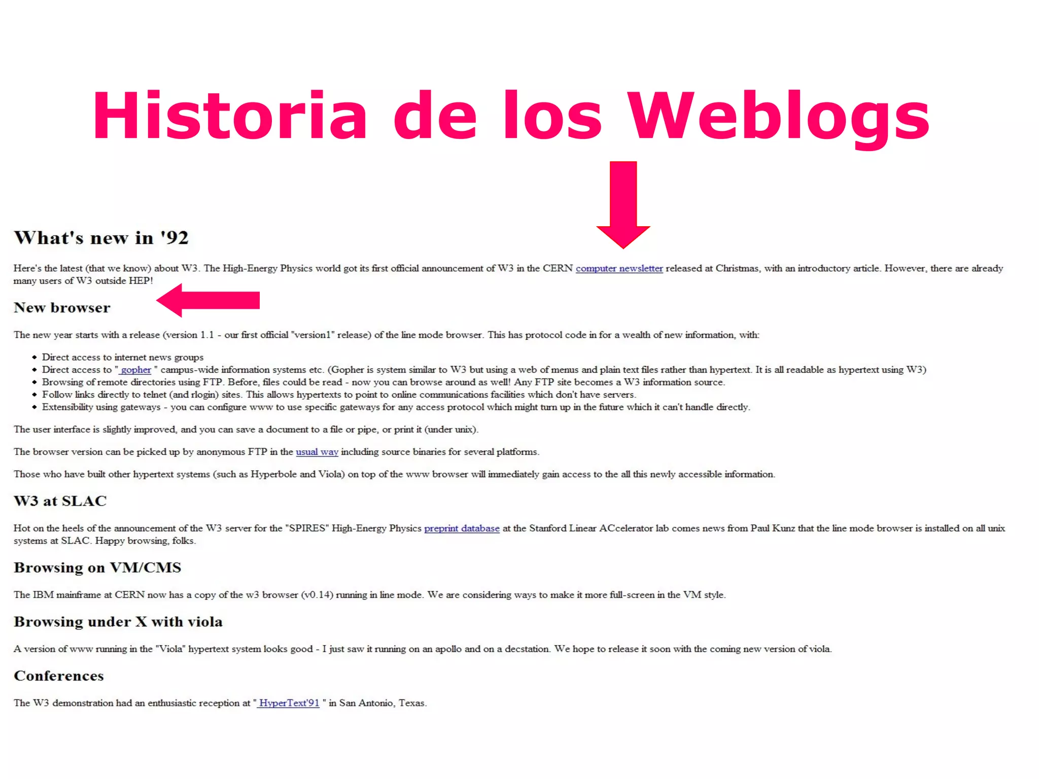 Historia de los Weblogs
 