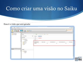 Como criar uma visão no Saiku

Essa é a visão que será gerada:
 
