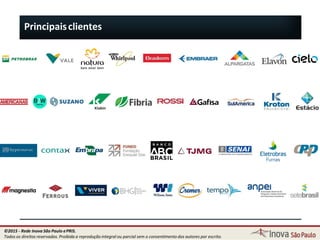 Principaisclientes
5
©2015 - Rede Inova São Paulo ePRIS.
Todos os direitos reservados. Proibida a reprodução integral ou parcial sem o consentimento dos autores por escrito.
 