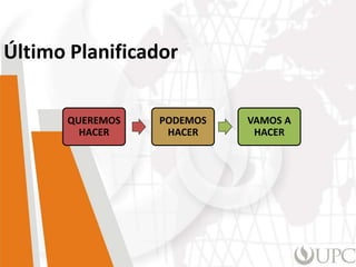 Último Planificador
QUEREMOS
HACER
PODEMOS
HACER
VAMOS A
HACER
 
