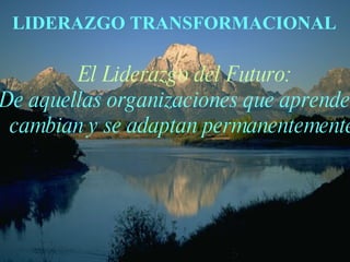 LIDERAZGO TRANSFORMACIONAL El Liderazgo del Futuro: De aquellas organizaciones que aprenden,  cambian y se adaptan permanentemente. 