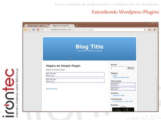 Curso avanzado de programación y configuración de Wordpress
Extendiendo Wordpress (Plugins)
 