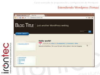 Curso avanzado de programación y configuración de Wordpress
Extendiendo Wordpress (Temas)
 