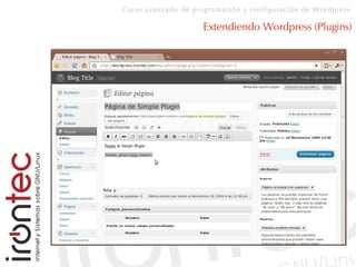 Curso avanzado de programación y configuración de Wordpress
Extendiendo Wordpress (Plugins)
 