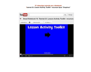 27 videoclips tutorials per a Notebook
Tutorial 23: Lesson Activity Toolkit - recursos tipus "Graphics"
 