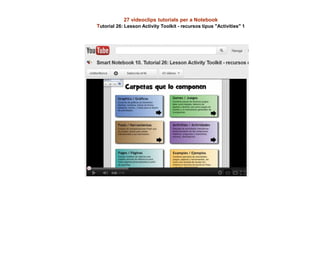 27 videoclips tutorials per a Notebook
Tutorial 26: Lesson Activity Toolkit - recursos tipus "Activities" 1
 