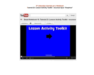 27 videoclips tutorials per a Notebook
Tutorial 23: Lesson Activity Toolkit - recursos tipus "Graphics"
 