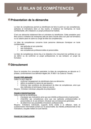 Bilan de compétence