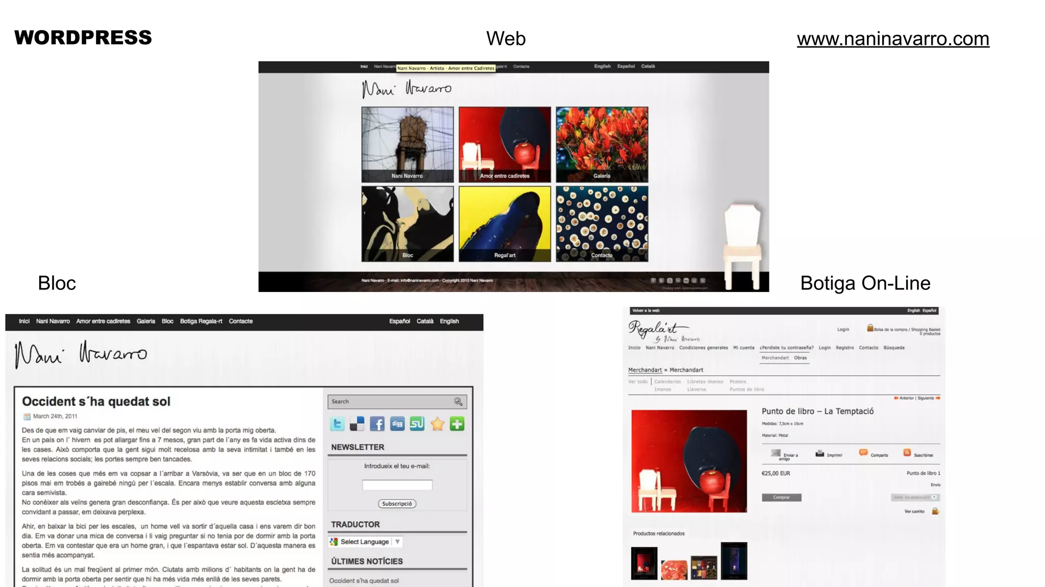 WORDPRESS   Web   www.naninavarro.com




 Bloc             Botiga On-Line
 