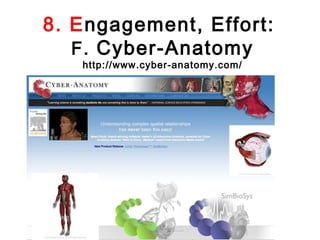 8. Engagement, Effort:
   F. Cyber-Anatomy
   http://www.cyber-anatomy.com/
 