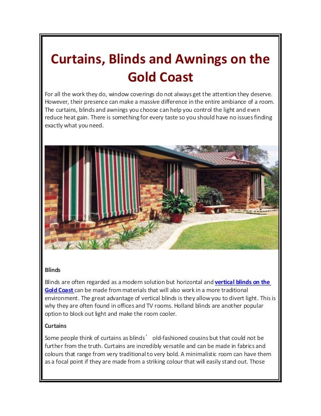 Curtains Blinds And Awnings On The Gold Coast
