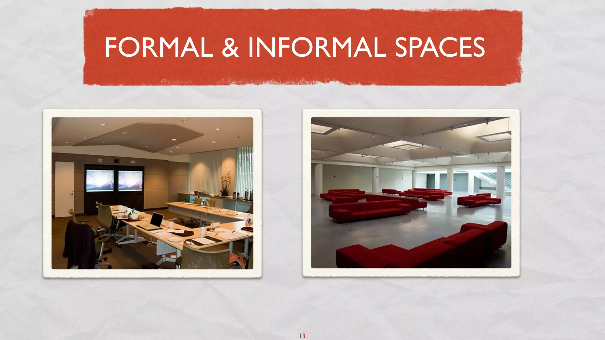 FORMAL & INFORMAL SPACES




            13
 