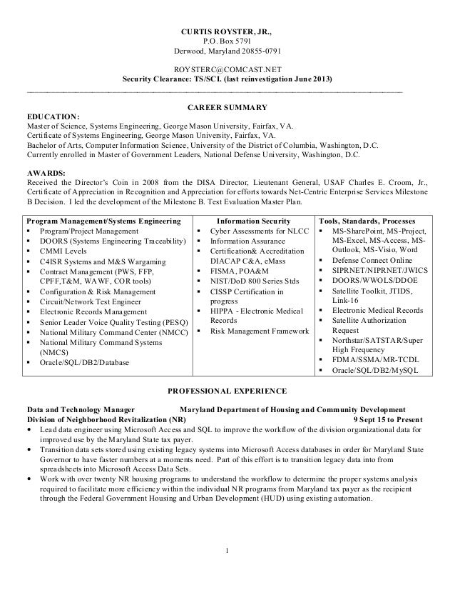 clearance on resumes