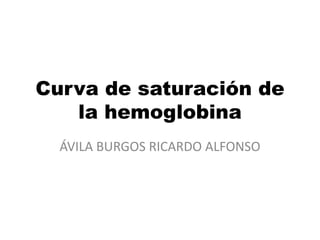 Curva de saturación de
la hemoglobina
ÁVILA BURGOS RICARDO ALFONSO
 
