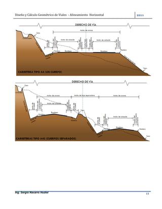 Diseño	y	Cálculo	Geométrico	de	Viales		-	Alineamiento		Horizontal	 	
Ing. Sergio Navarro Hudiel 13	
 