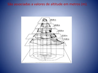 São associadas a valores de altitude em metros (m).
 