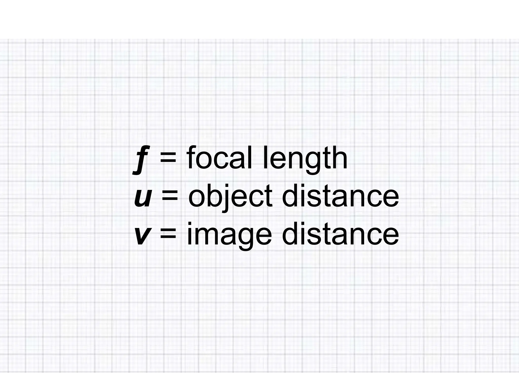 ƒ = focal length
u = object distance
v = image distance
 