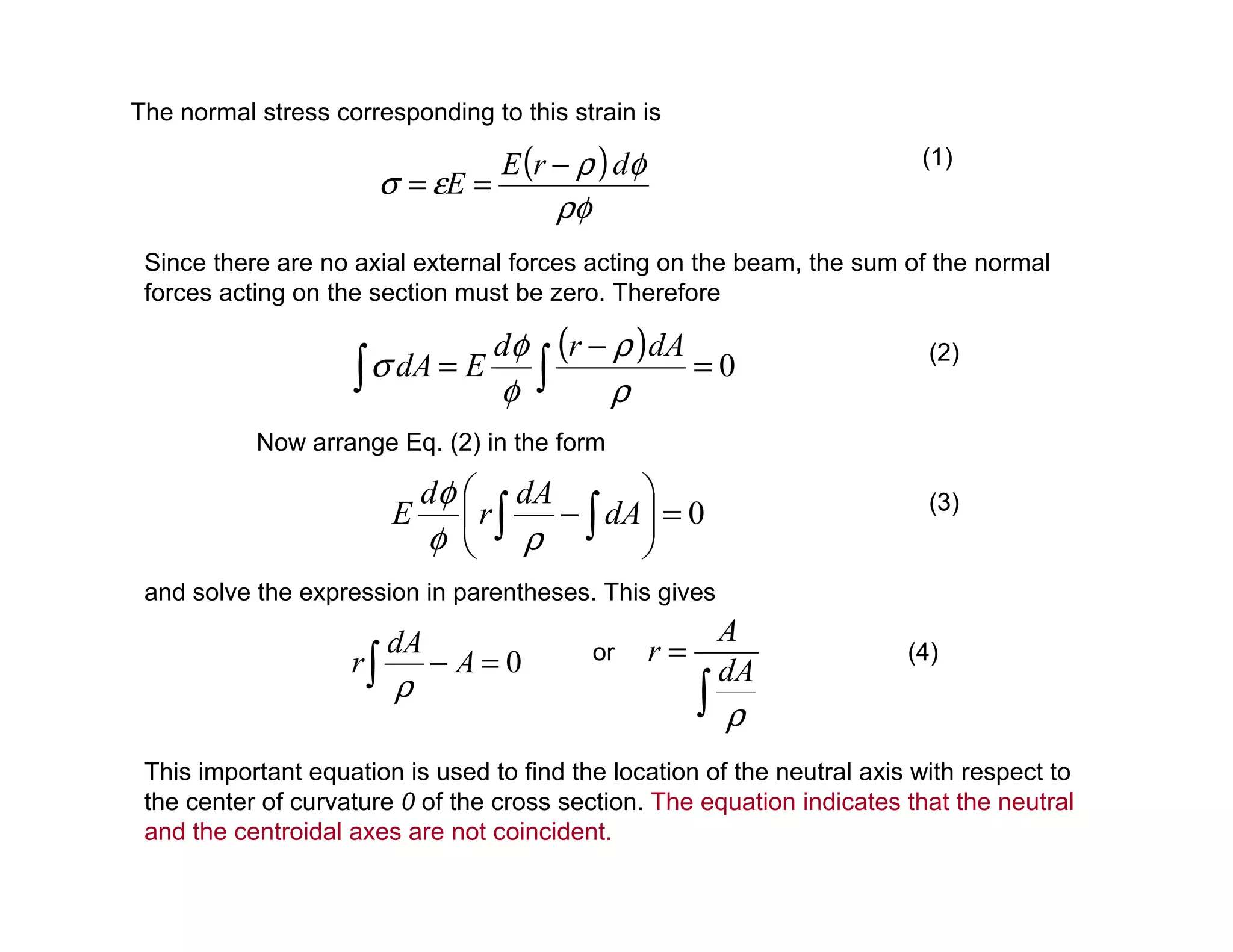 Curved beams (stress equations) PPT