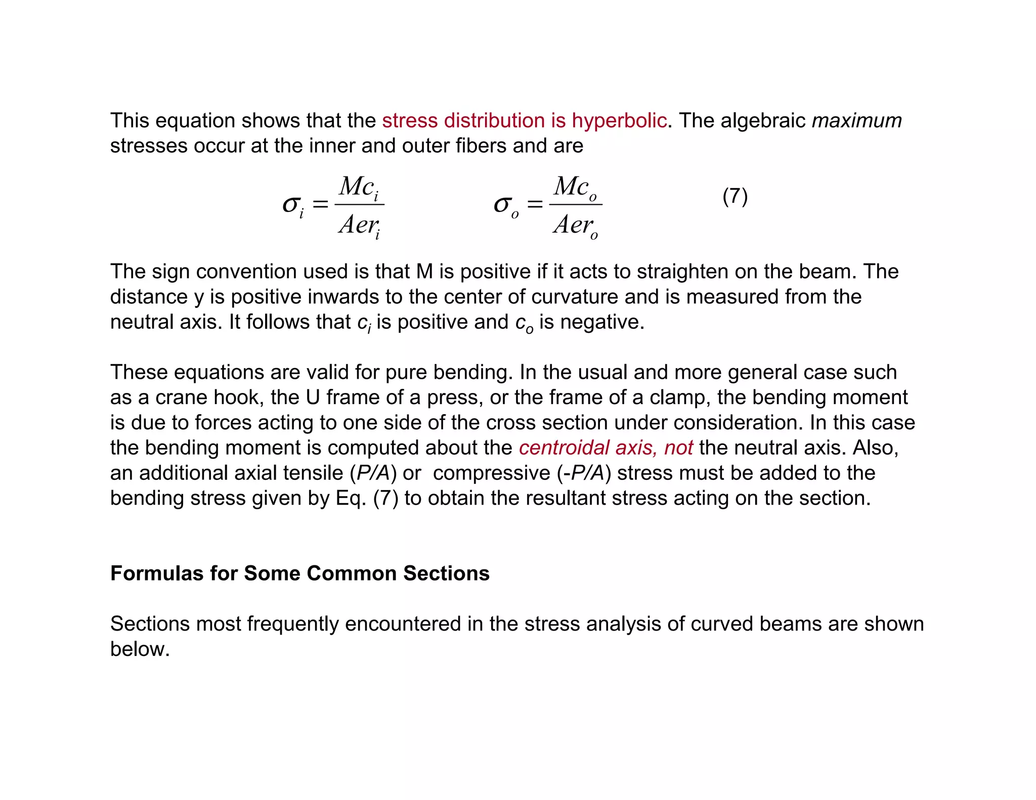Curved beams (stress equations) PPT