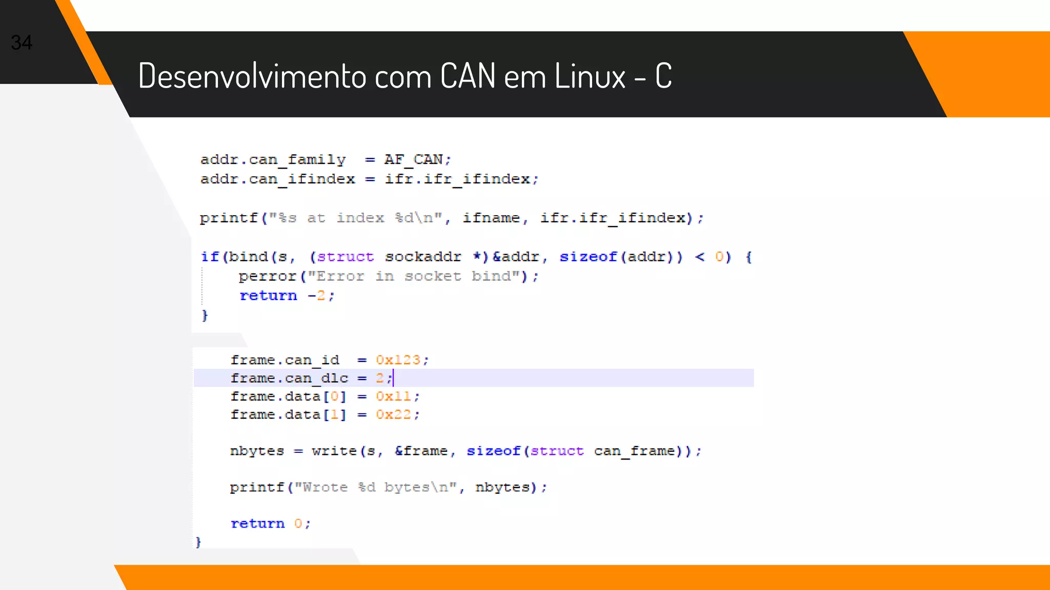Desenvolvimento com CAN em Linux - C
34
 