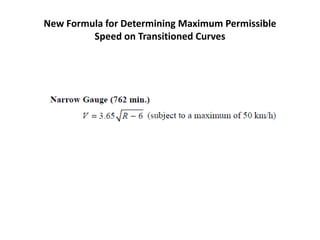 New Formula for Determining Maximum Permissible
Speed on Transitioned Curves
 