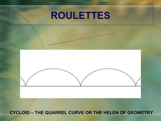 ROULETTES CYCLOID CYCLOID – THE QUARREL CURVE OR THE HELEN OF GEOMETRY 