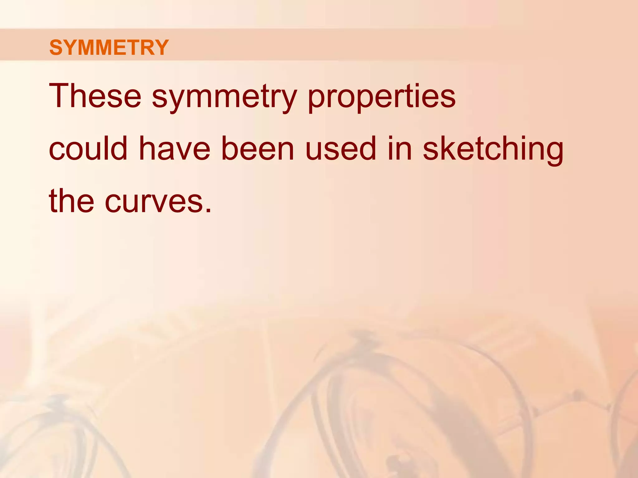SYMMETRY
These symmetry properties
could have been used in sketching
the curves.
 