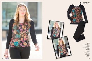 89 90
BF55
Blusón maga 3/4,
gasa de flores en delantero
y espalda
19 Estampado
32, 34, 36, 38
Poliéster, Rayón Elastano
$299
PC2620930
LR49
Pantalón corte alto
10 Negro
13, 15, 17, 19
Mezclilla strech
$529
PC7837081
 