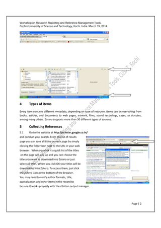 Reference Management Software: An Introduction to Zotero | PDF