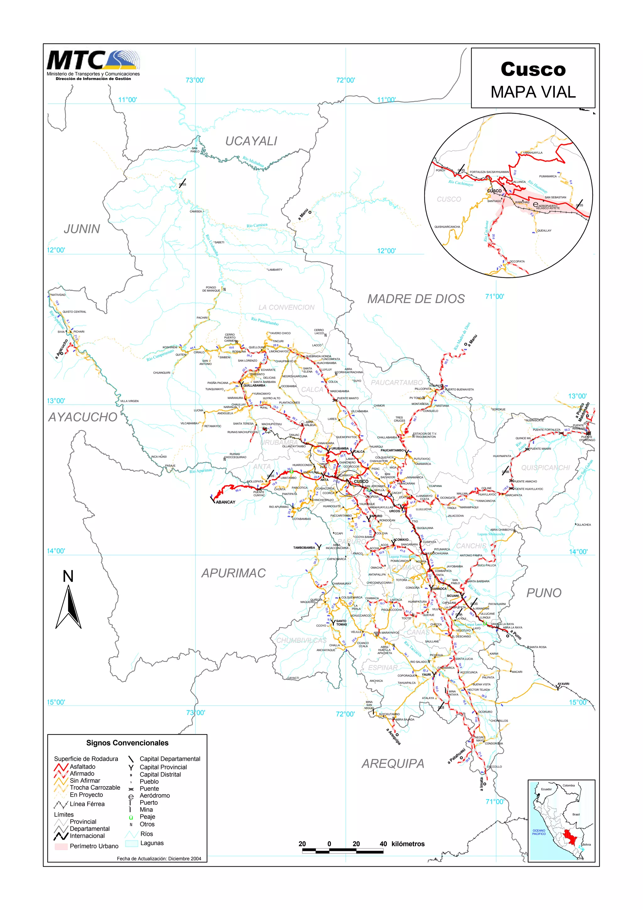 Mapa vial del departamento de Cusco PDF
