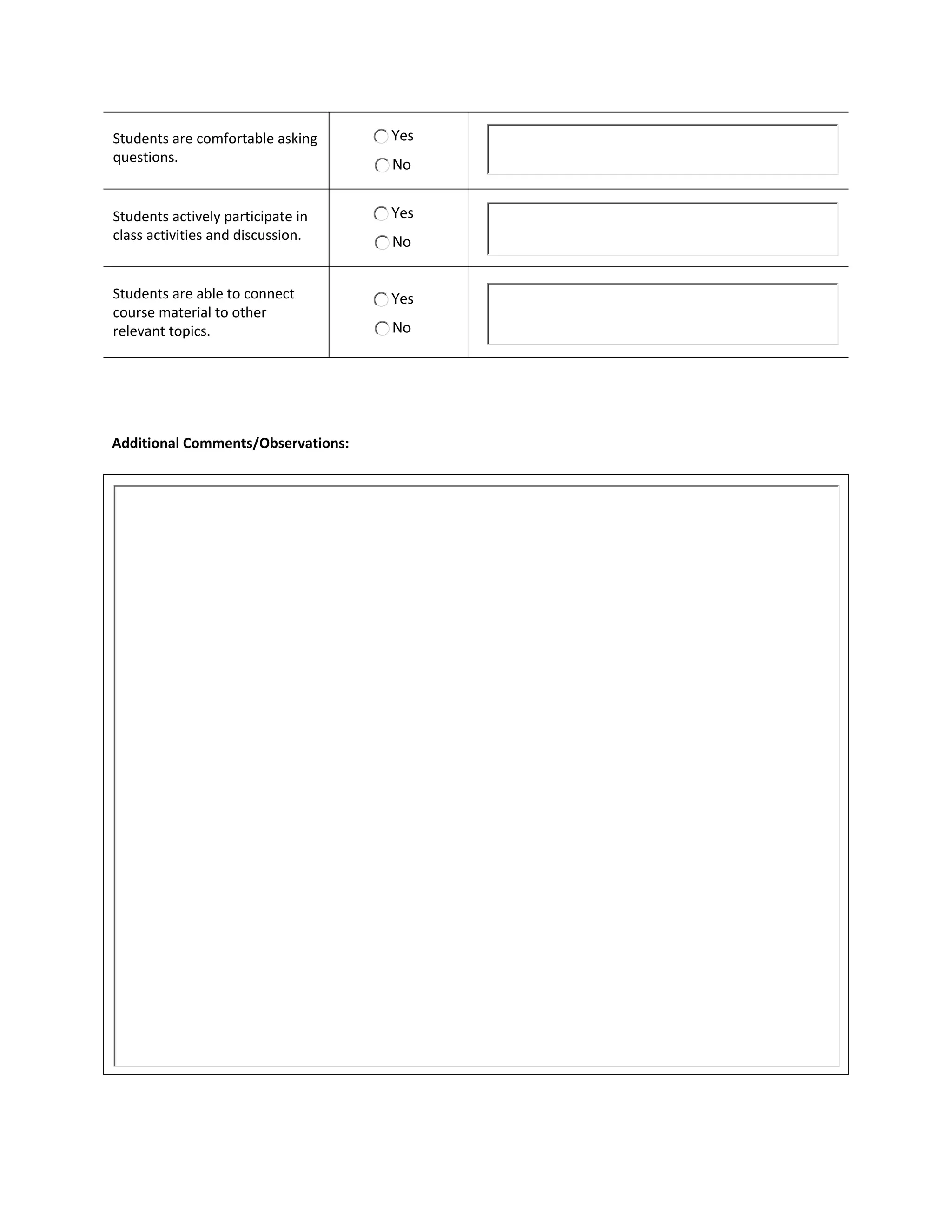 Peer Observation Form